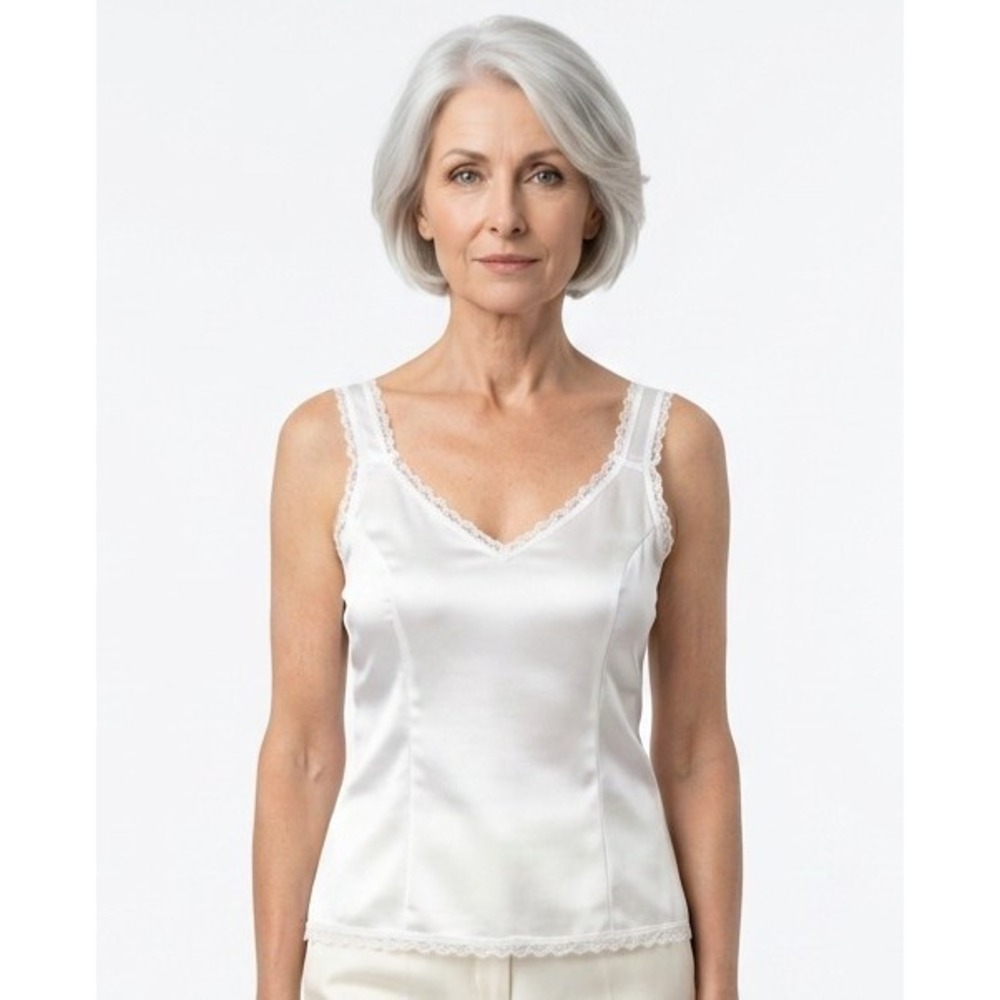 Cabernet Vintage Retro Glam Pinup Silky Soft Satin Cami Camisole‎ 38 Ivory